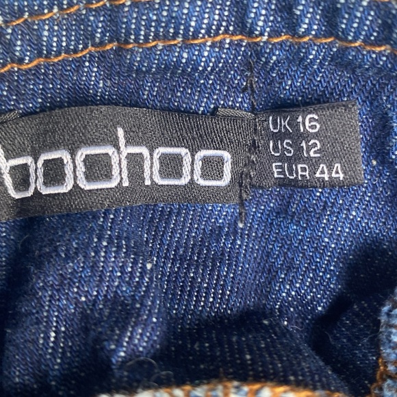 BOOHOO• Maternity• Size US 12• Dark Blue Wash Straight Leg Overalls - Picture 4 of 7